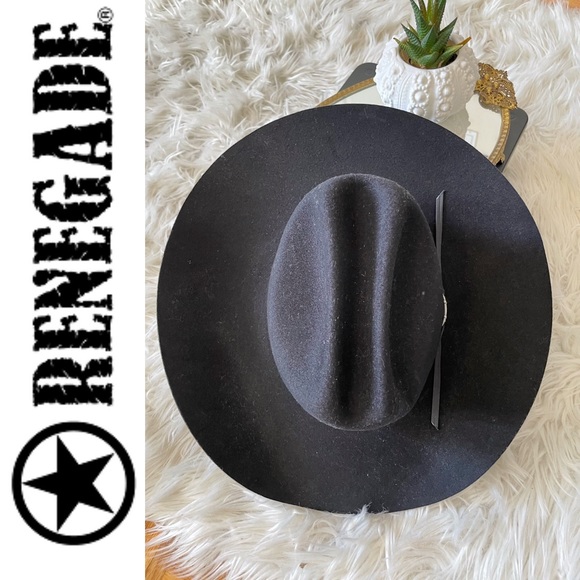RENEGADE ⭐️ western black felt cowboy cattleman hat, 55cm circumference - Picture 5 of 16